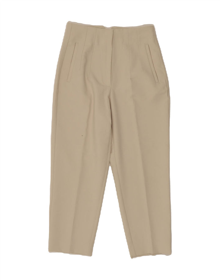 ZARA Womens Tapered Capri Trousers Small W26 L23 Beige Polyester Vintage Zara and Second-Hand Zara from Messina Hembry 
