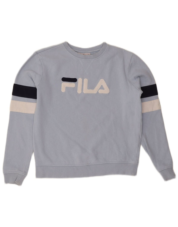 Damski sweter oversize FILA UK 10, mały, niebieski, z blokami kolorów