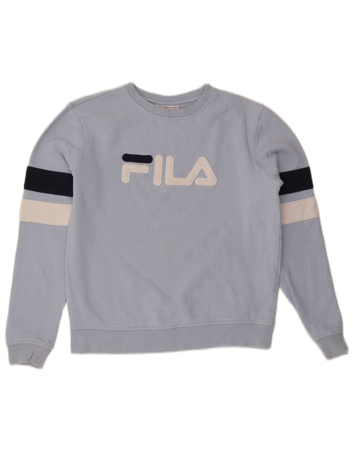 Damski sweter oversize FILA UK 10, mały, niebieski, z blokami kolorów