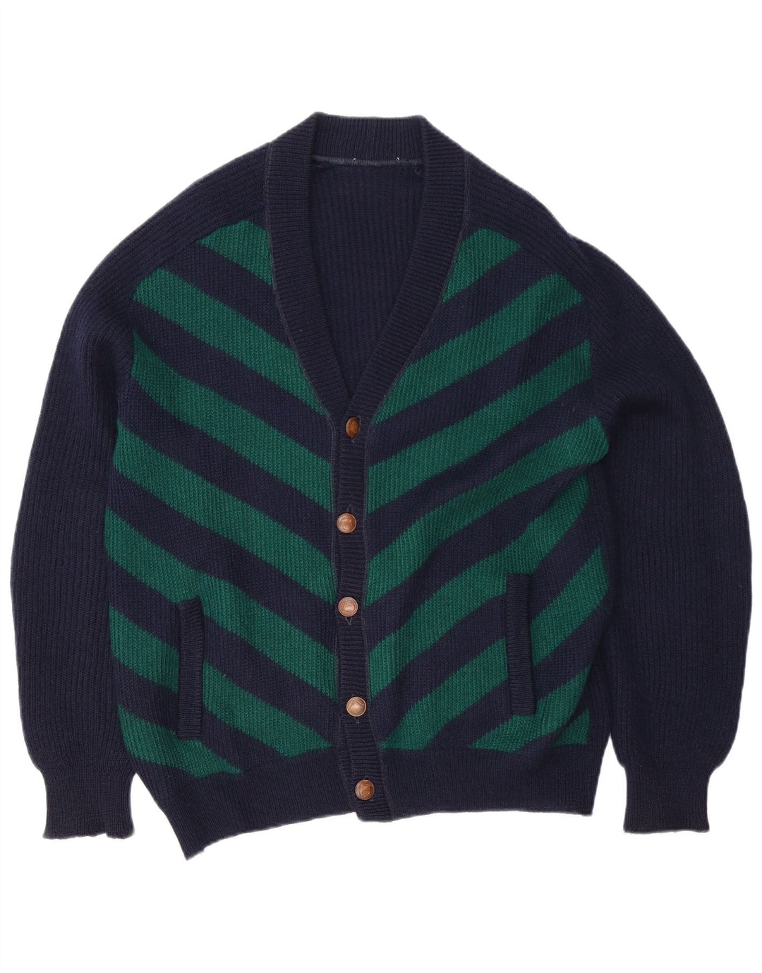 Vintage męski sweter rozpinany XL w granatowe paski