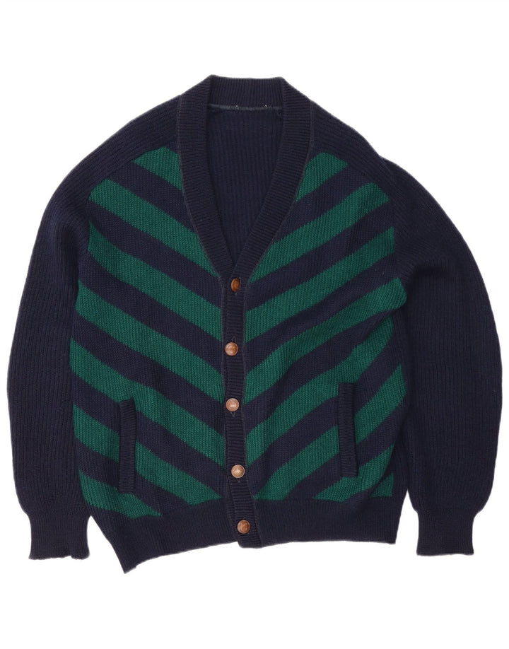 Vintage męski sweter rozpinany XL w granatowe paski