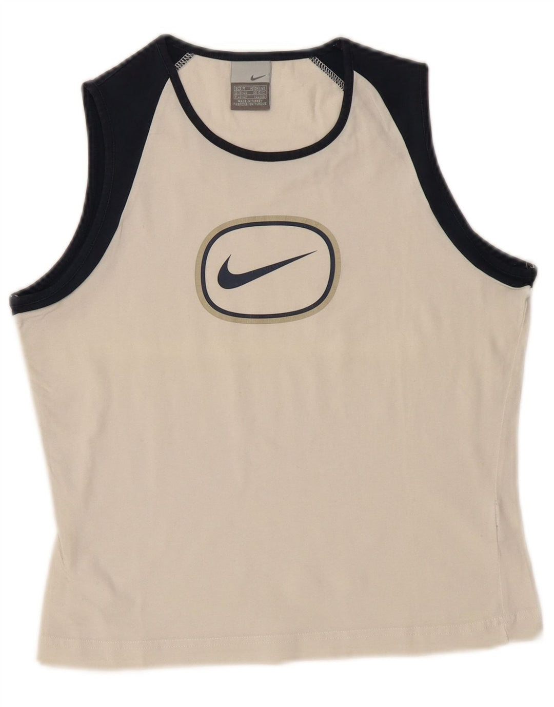 Damska kamizelka Nike Crop Graphic Top UK 10/12 Średni biały kolor z blokami