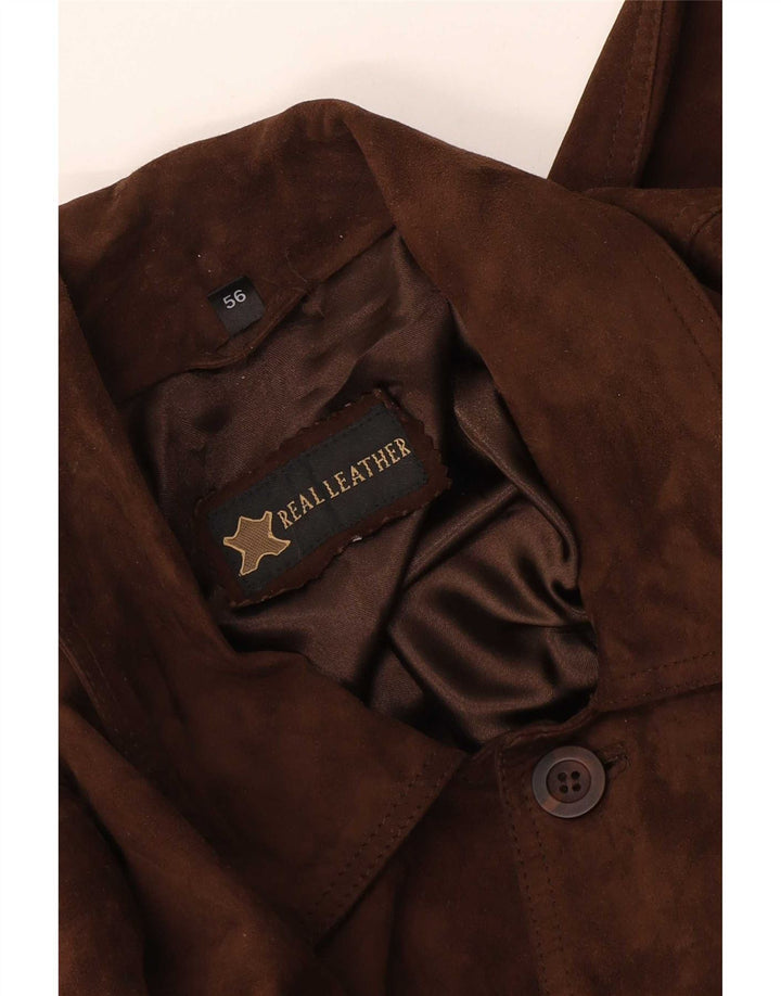 Vintage męska zamszowa kurtka bomber IT 56 2XL brązowa skóra