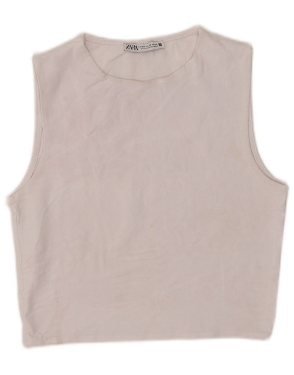 Damski krótki top Zara UK 4 XS, biała bawełna