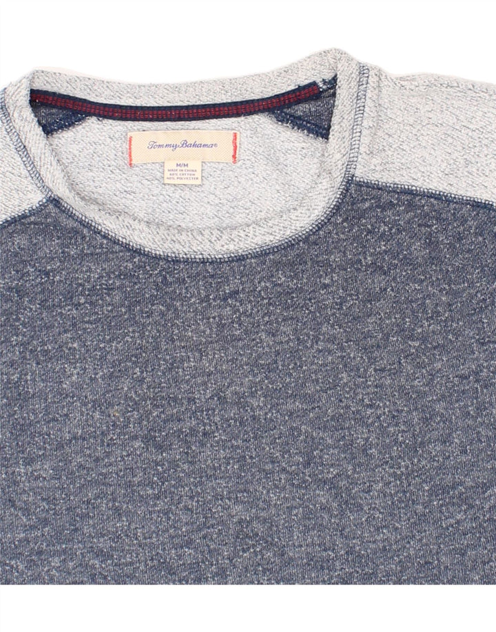 TOMMY BAHAMA Mens Sweatshirt Jumper Medium Blue Colourblock Cotton Vintage Tommy Bahama and Second-Hand Tommy Bahama from Messina Hembry 