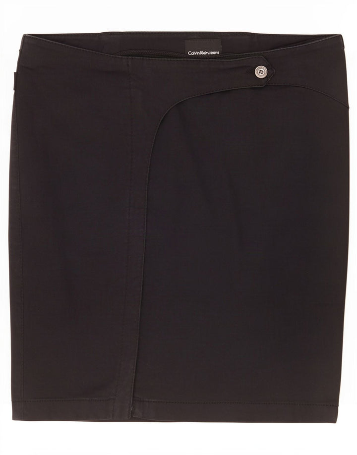 Damska spódnica mini kopertowa Calvin Klein, średnia W30, czarna bawełna