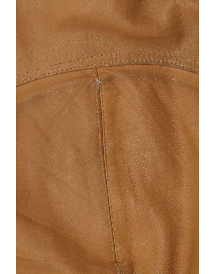 Męska kurtka skórzana w stylu vintage UK 38 Średnia brązowa skóra