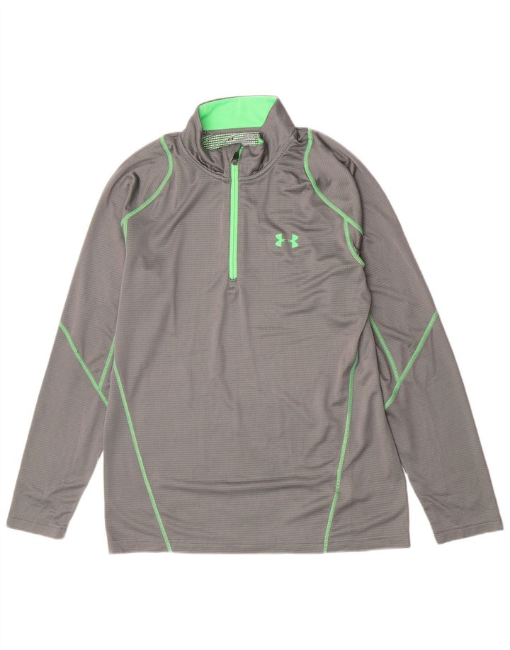 Męska bluza z długim rękawem Under Armour i zamkiem błyskawicznym, duża, szara, poliestrowa, sportowa