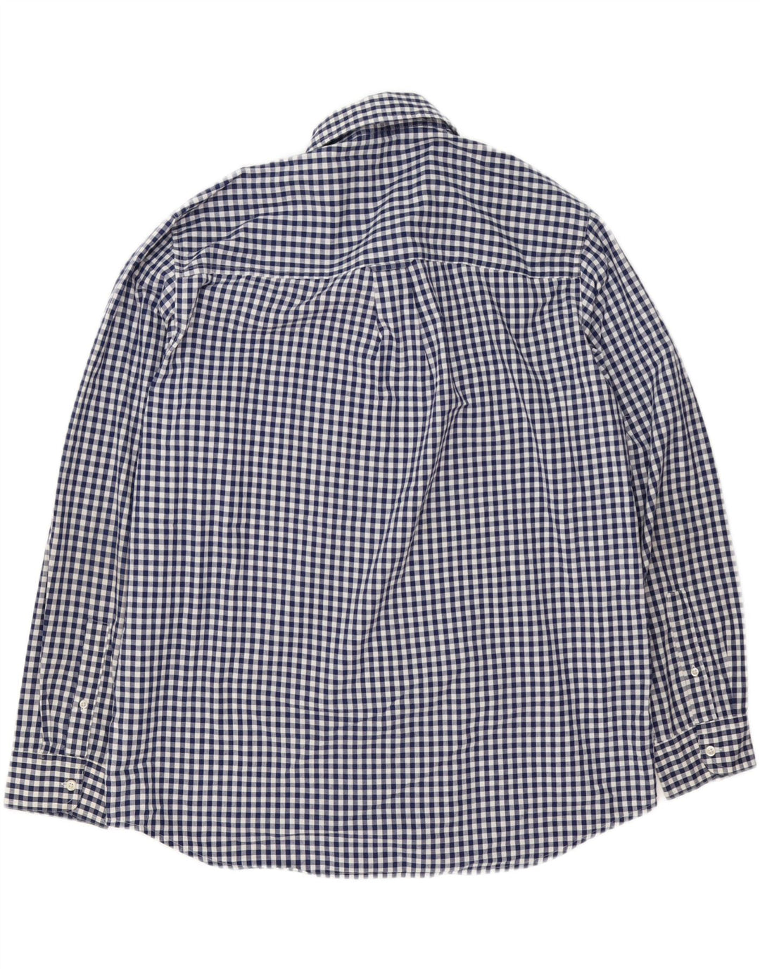 Chaps Mens Easy Care Shirt XL Navy Blue Gingham Cotton
