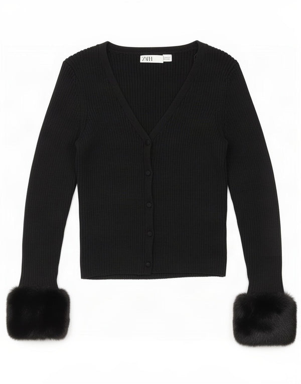Sweter damski Zara Crop Cardigan UK 12, średni czarny