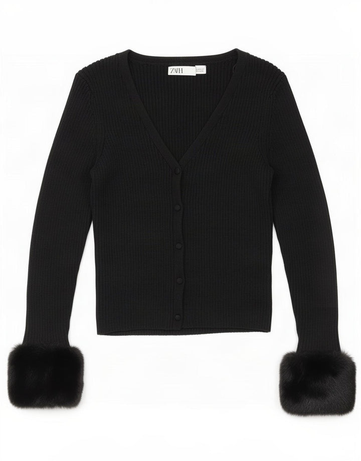 Sweter damski Zara Crop Cardigan UK 12, średni czarny
