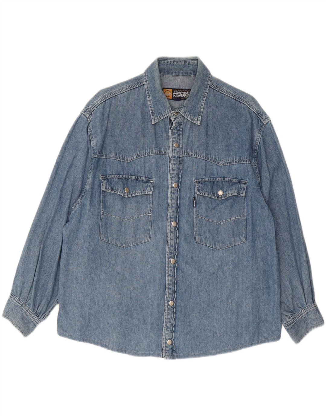 BROADWAY Mens Denim Shirt Large Blue Cotton Vintage Broadway and Second-Hand Broadway from Messina Hembry 