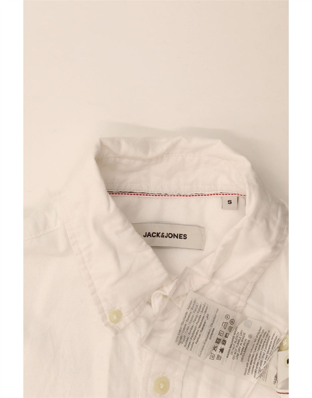 Męska koszula z krótkim rękawem JACK & JONES, mała, biała, bawełniana