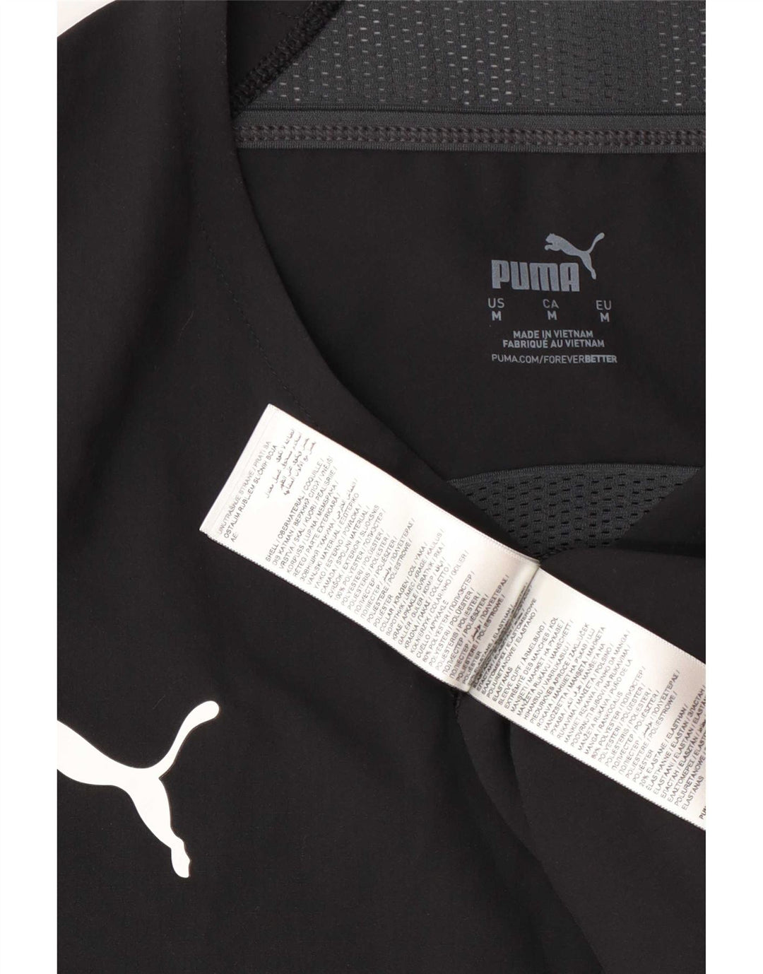 T-shirt męski Puma Top, średni czarny poliester z blokami kolorów