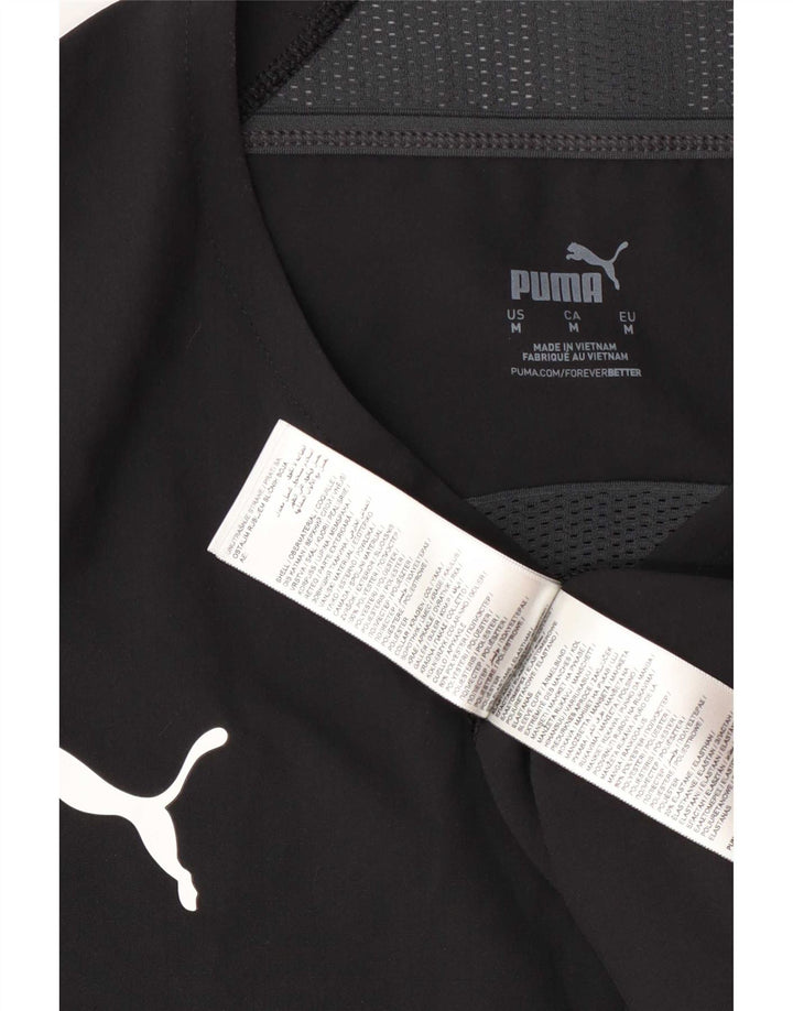 T-shirt męski Puma Top, średni czarny poliester z blokami kolorów