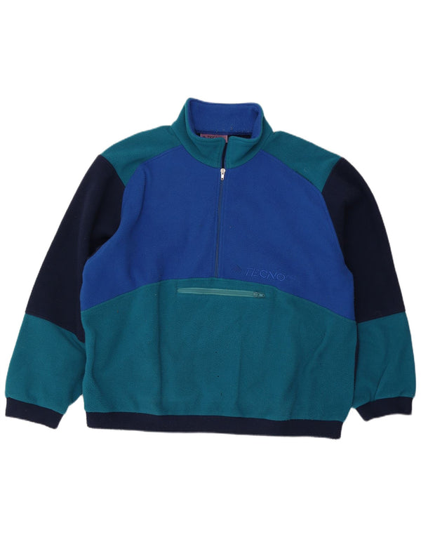 Vintage męski sweter polarowy z zamkiem błyskawicznym 2XL w kolorze niebieskim