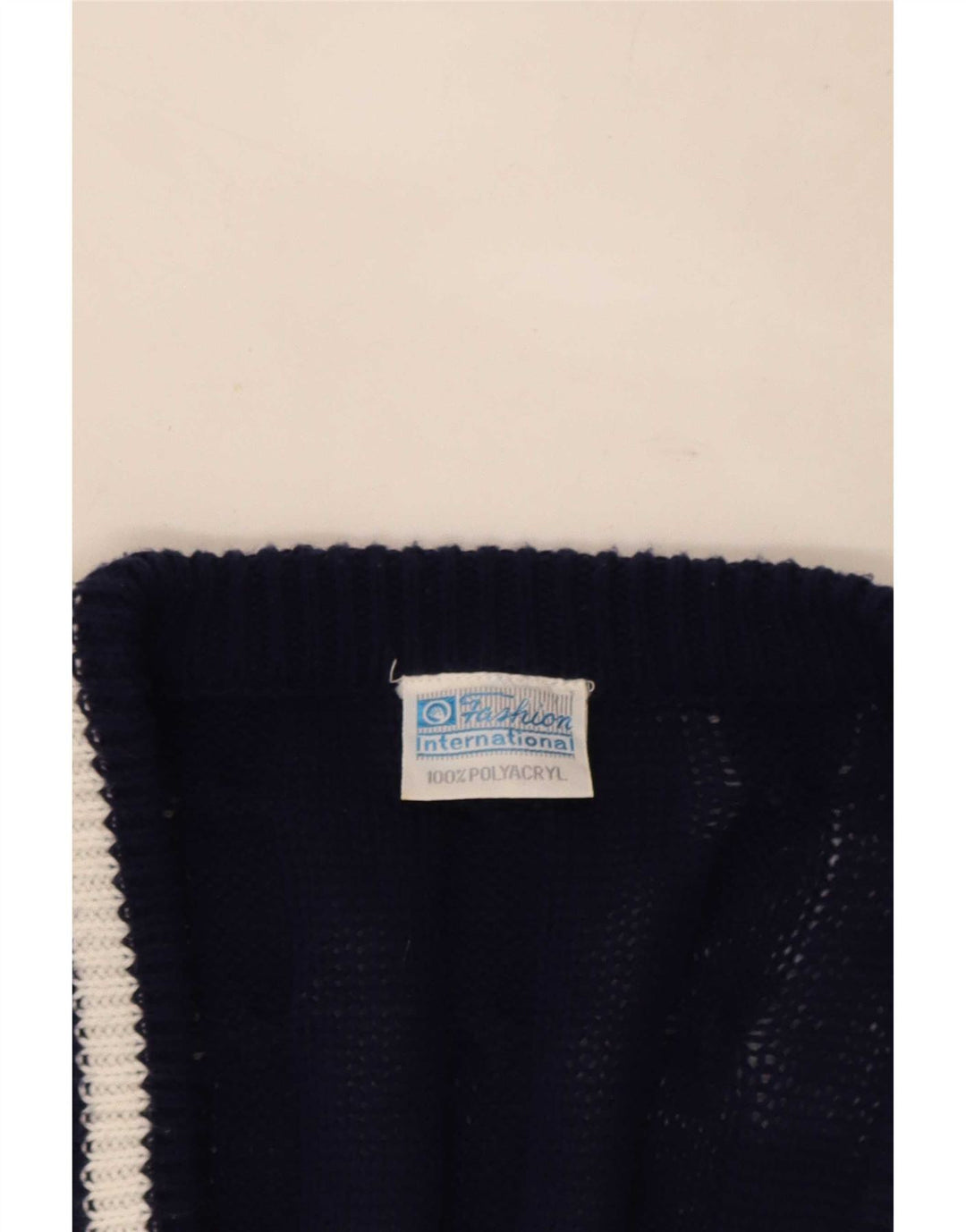 Męski sweter rozpinany w stylu vintage IT 48/50 Średni granatowy poliester w paski