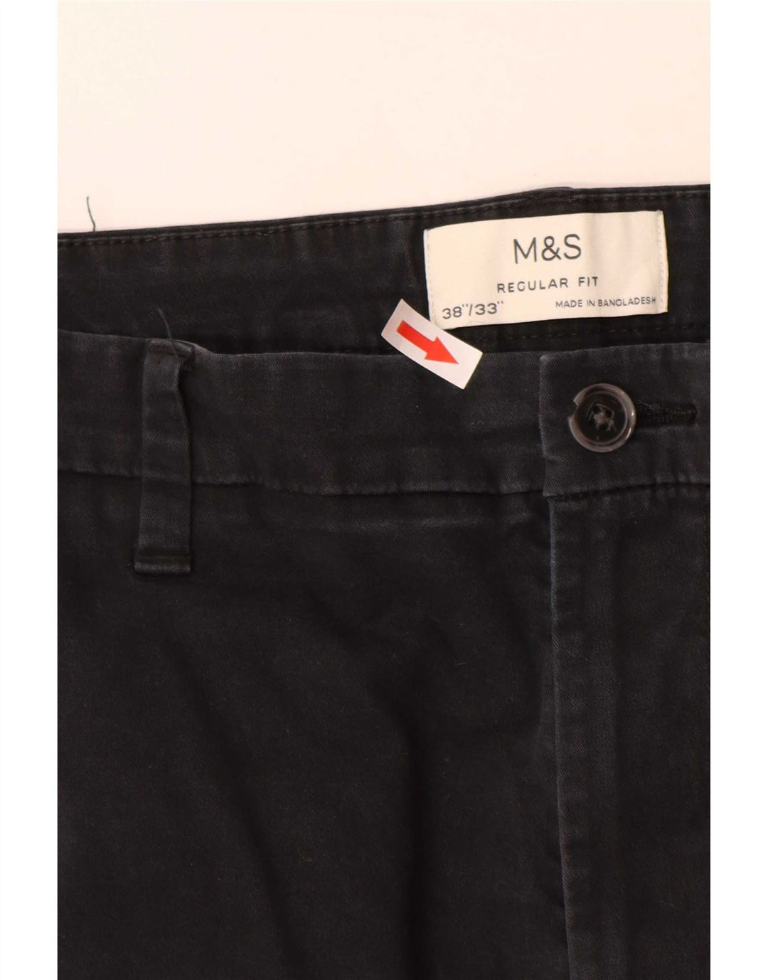Męskie spodnie chino o regularnym kroju Marks & Spencer W38 L33, czarne, bawełniane