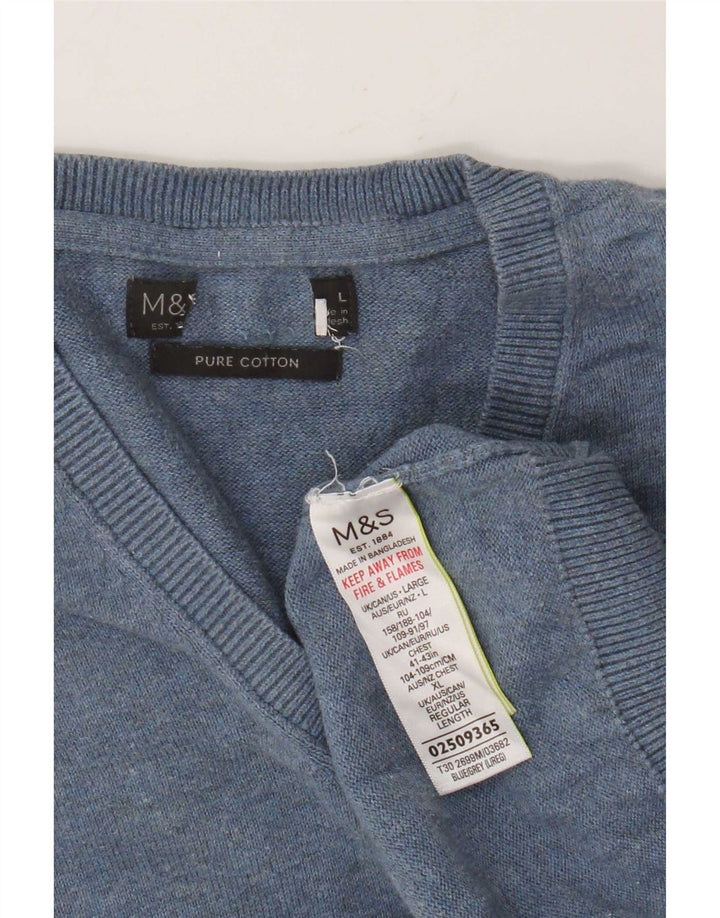 Marks & Spencer Męski podkoszulek bez rękawów, duży, niebieski, bawełniany