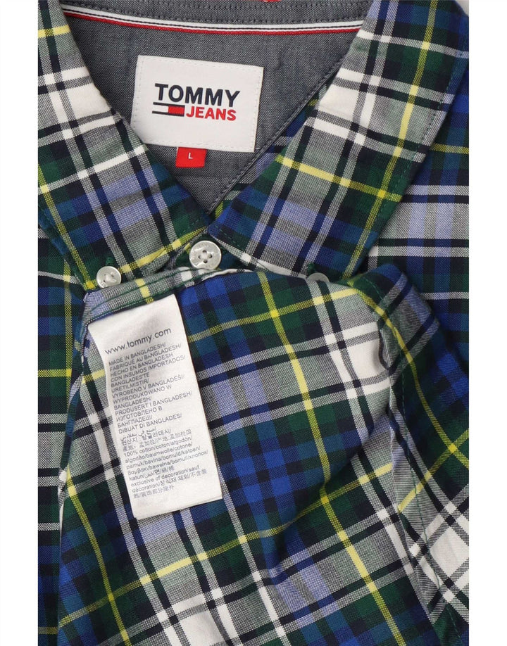 Męska koszula flanelowa Tommy Hilfiger w dużą niebieską kratkę, bawełniana
