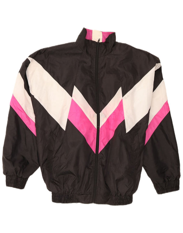 Męska kurtka dresowa w stylu vintage XL Czarny poliester z blokami kolorów