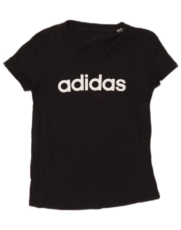 Damska koszulka Adidas Crop Graphic Top UK 4/6 XS Czarna bawełna