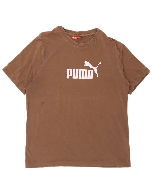 Męski T-shirt z grafiką PUMA, duży, brązowy