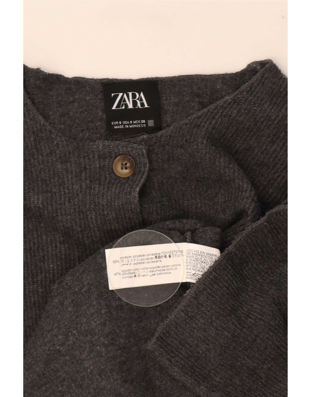 Damski sweter typu Crop Oversize Zara, UK 10, mały, szary poliester