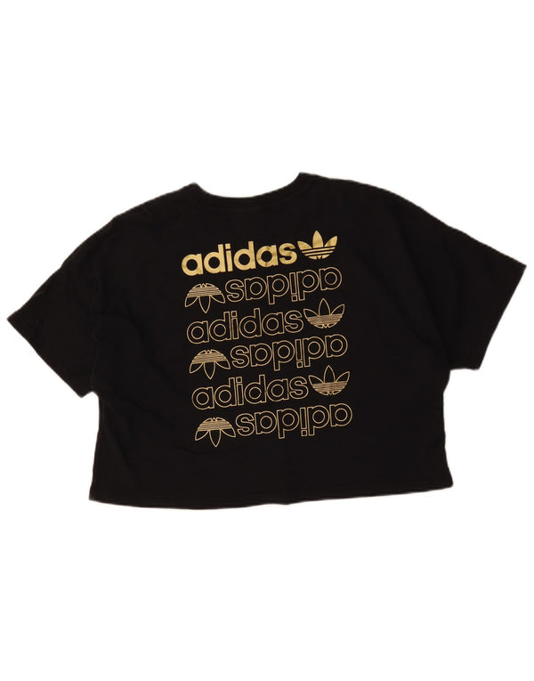Damska koszulka Adidas Crop Oversized Graphic Top UK 8 Small Black Cotton