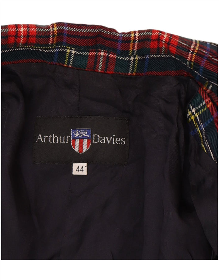 Vintage damska marynarka zapinana na 3 guziki IT 44, średnia granatowa klasyczna krata