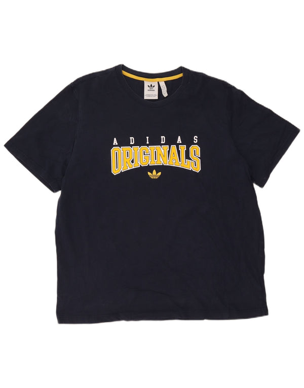 Adidas Męska koszulka graficzna Top XL, granatowa, bawełniana