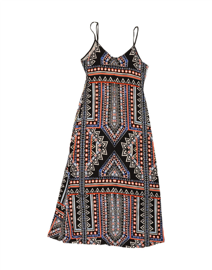 MOSSIMO Womens Sundress UK 12 Medium Black Geometric Rayon