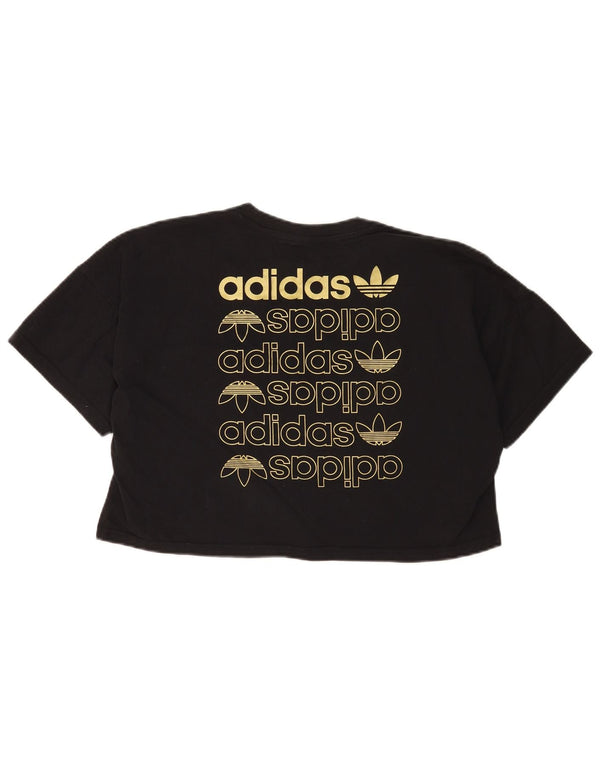 Damska koszulka Adidas Crop Oversized Graphic Top UK 10 Small Black Cotton