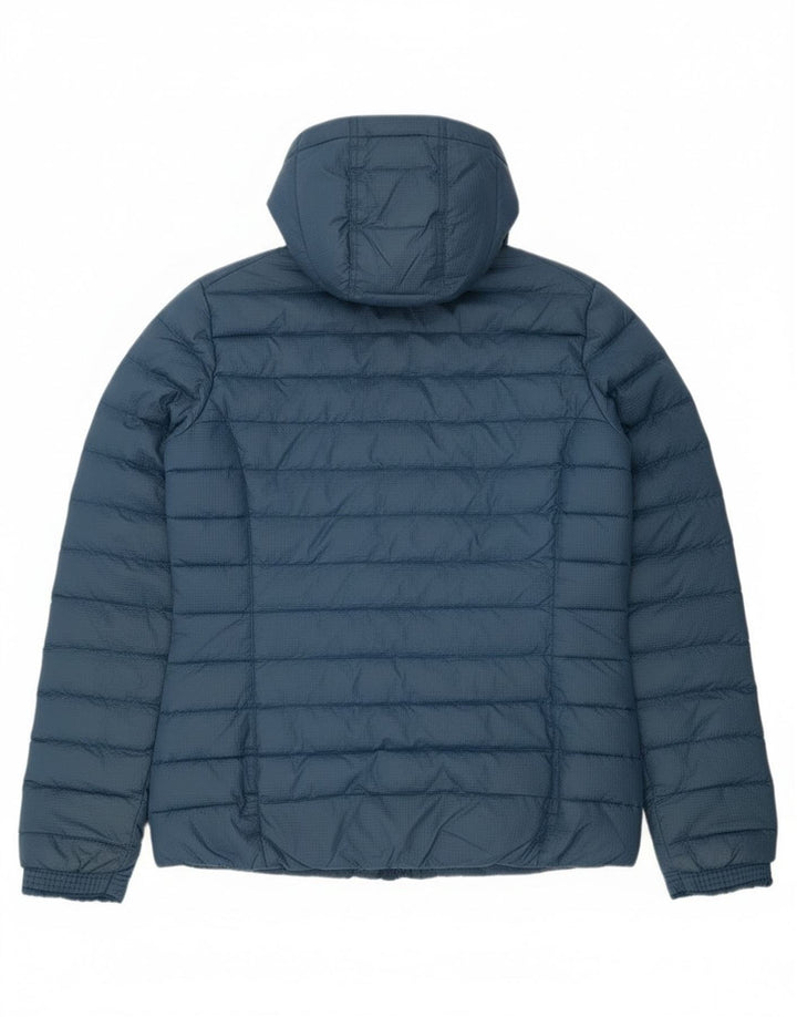 Damska wyściełana kurtka z kapturem Adidas UK 14 Średni niebieski nylon