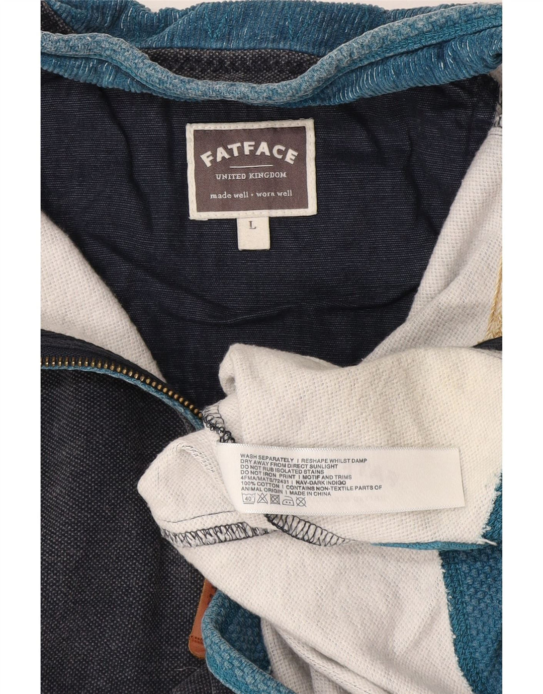 Męska bluza z zamkiem błyskawicznym Fat Face, duża, granatowa, bawełniana