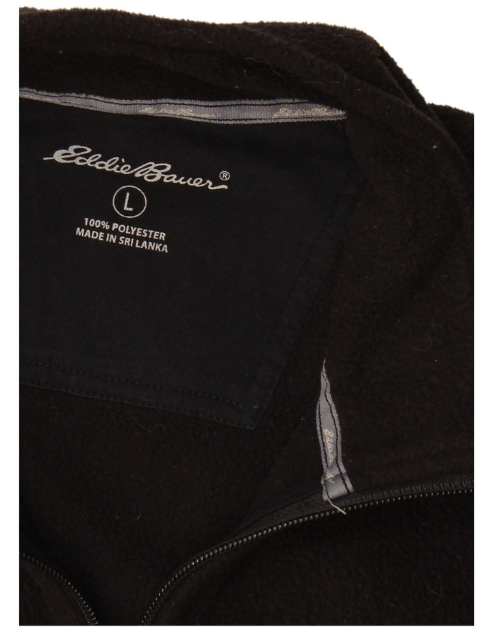 Męska kurtka polarowa EDDIE BAUER UK 40, duża, czarna, z blokami kolorów, z poliestru