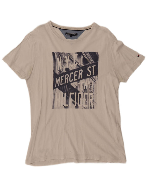 Męski T-shirt TOMMY HILFIGER z grafiką, średni biały
