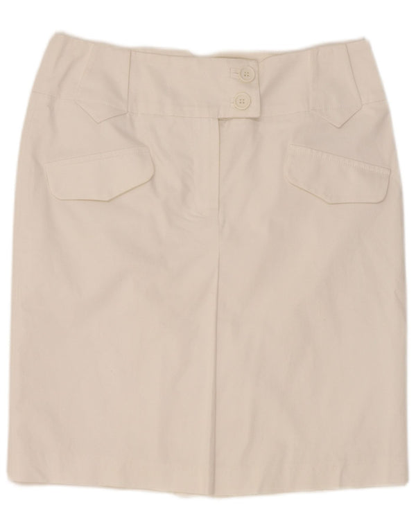 Marks & Spencer Damska prosta spódnica UK 12 Medium W30 Biała bawełna