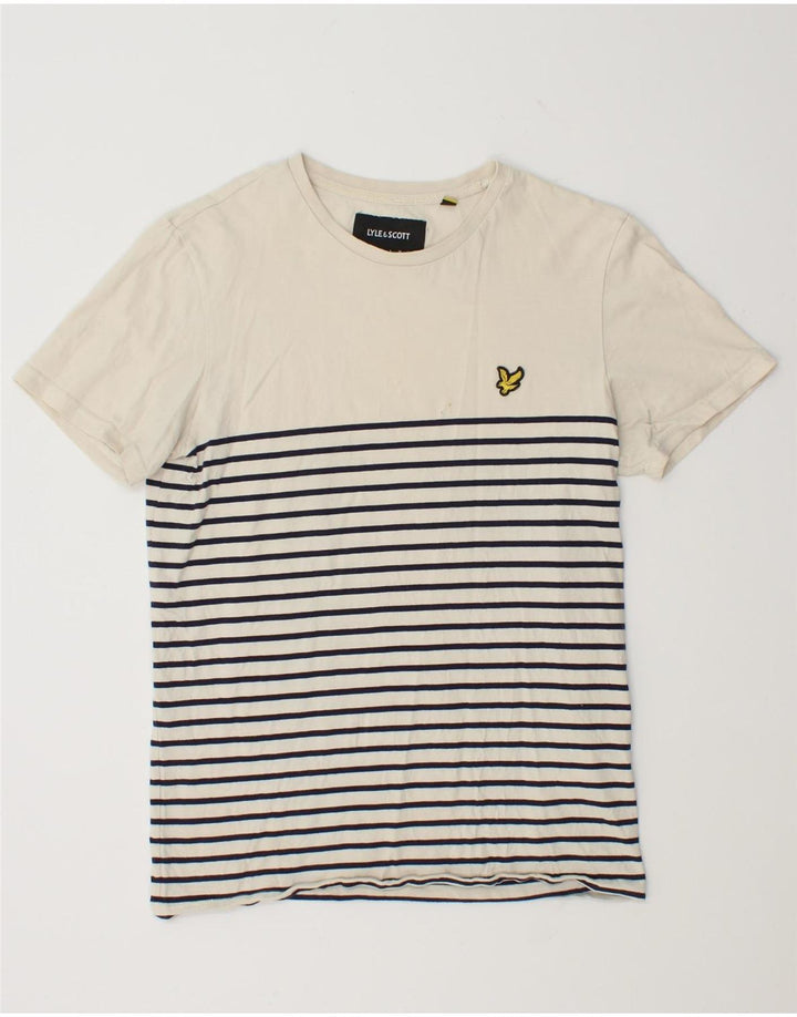 T-shirt damski Lyle & Scott Top UK 12, bawełna w średnie białe paski
