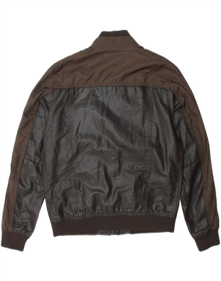 ZARA Mens Utility Jacket UK 42 XL Brown Colourblock Polyurethane Vintage Zara and Second-Hand Zara from Messina Hembry 