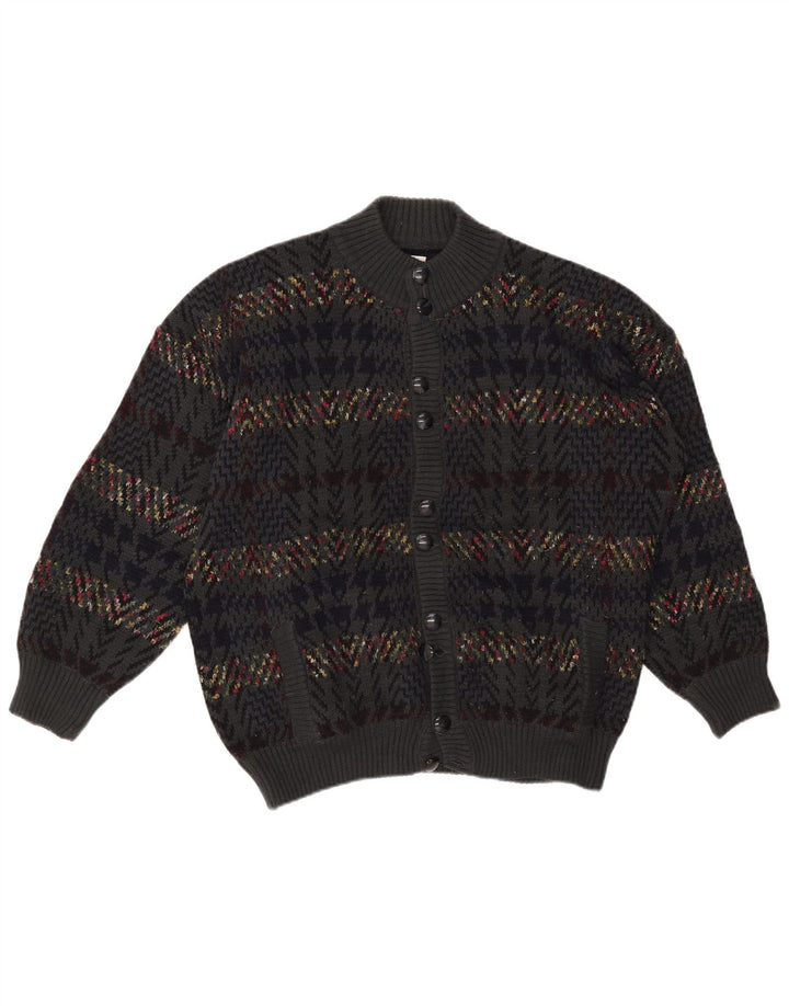 Vintage męski sweter rozpinany XL, szary w pepitkę