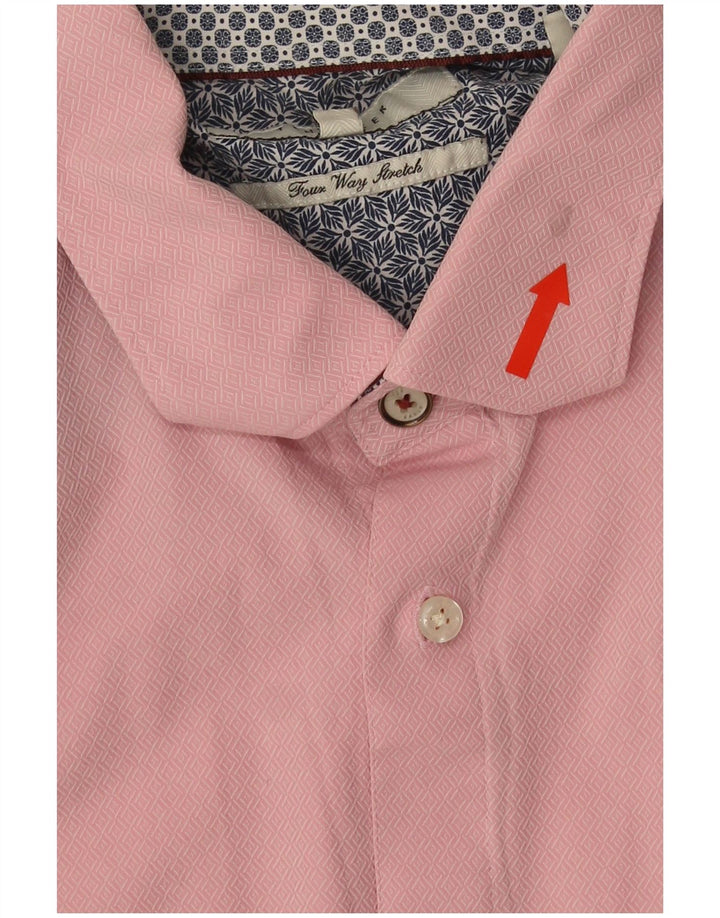 Koszula męska Ted Baker, rozmiar 16, 1/2, duża, różowa, z geometrycznej bawełny