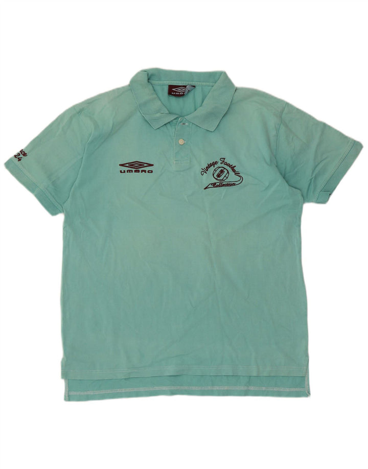 Męska koszulka polo Umbro z grafiką, duża, turkusowa, bawełniana
