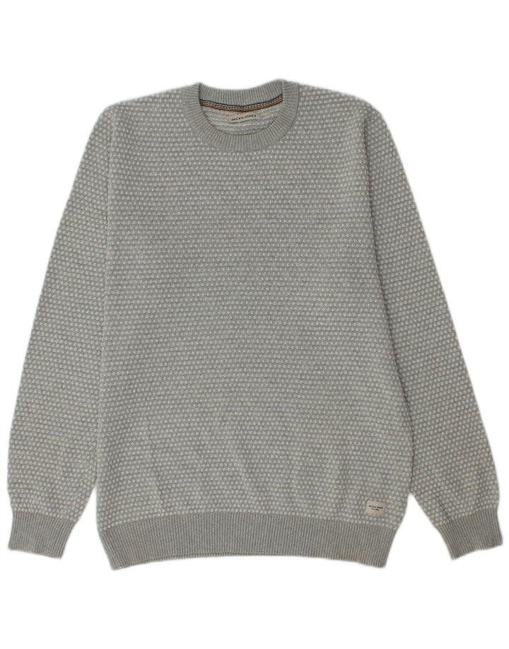 Męski sweter Jack & Jones z okrągłym dekoltem, średnioszary w cętki