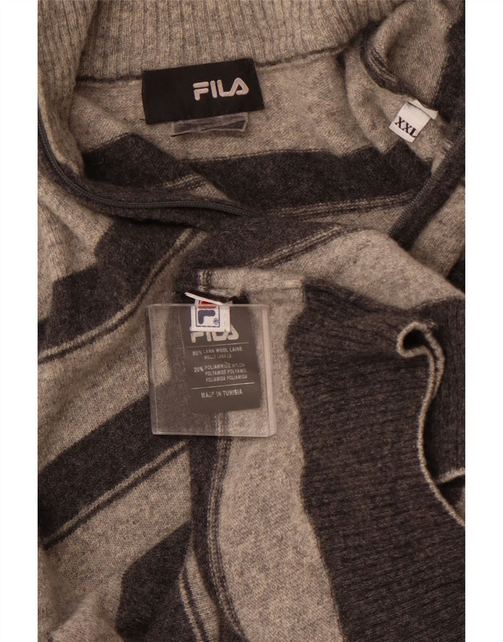 FILA Męski sweter z zamkiem błyskawicznym 2XL, szara wełniana w paski