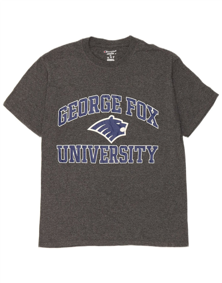 Męska koszulka z grafiką Champion George Fox University, średnia, szara bawełna