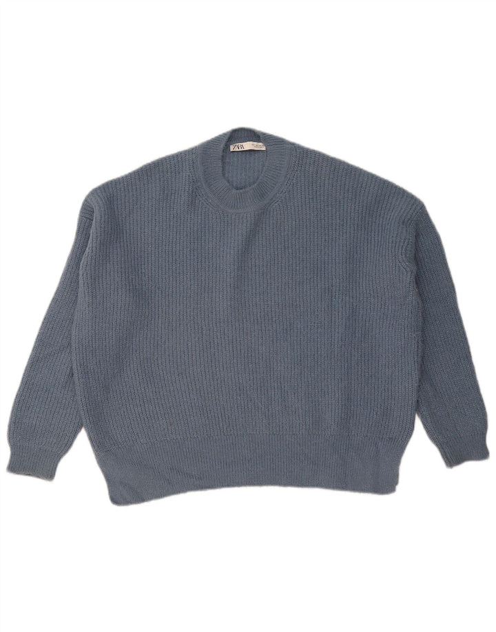 Damski sweter oversize ZARA z okrągłym dekoltem UK 10, mały, granatowy
