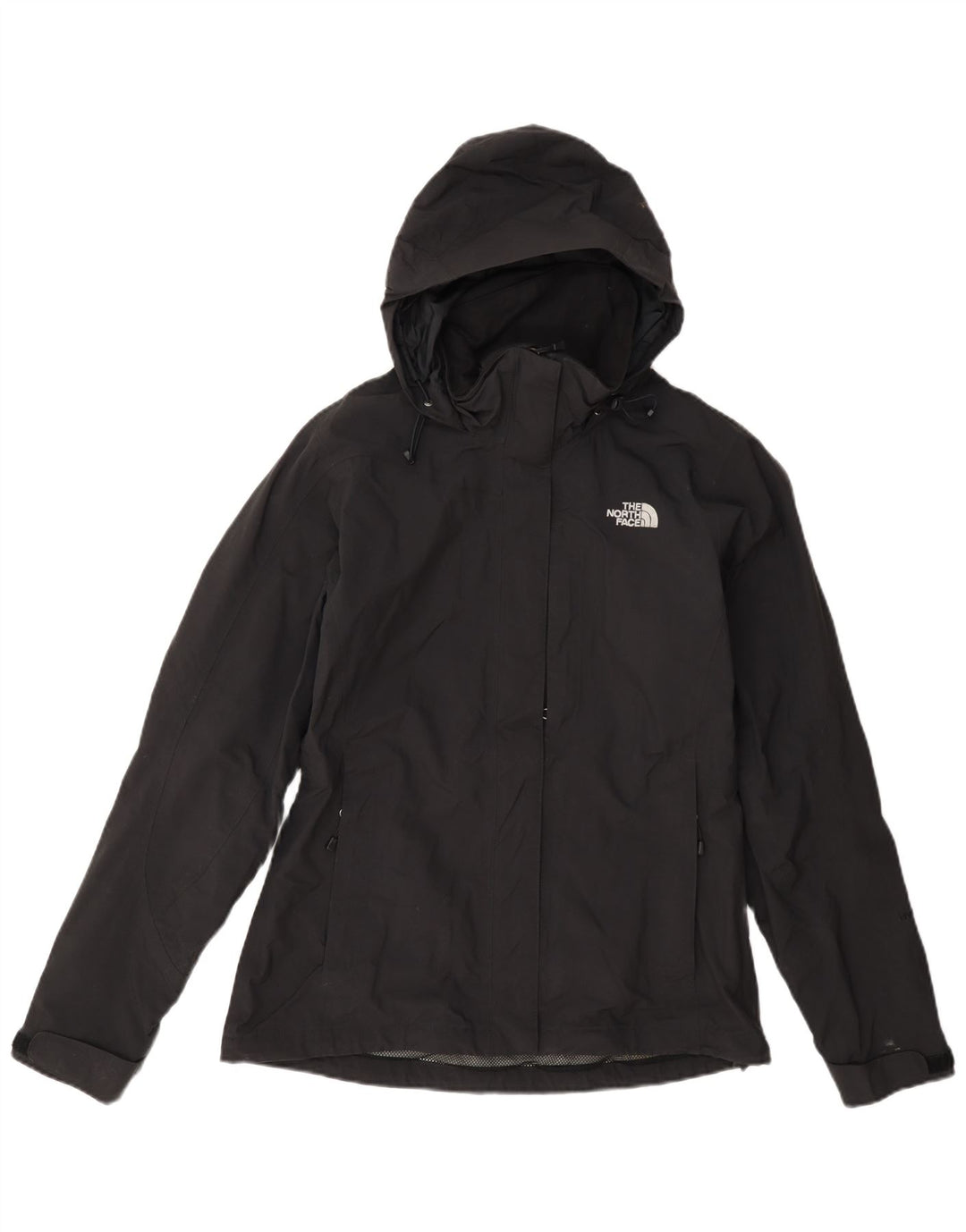 Damska kurtka przeciwdeszczowa z kapturem The North Face UK 10, mała, czarna, nylonowa