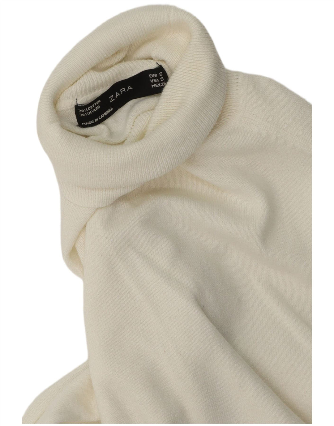 Sweter damski Zara z golfem UK 10, mały, biały, bawełniany
