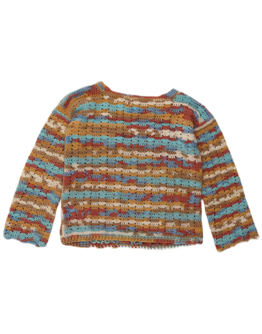 Sweter damski w stylu vintage z dekoltem w łódkę, UK 14, średnie, wielokolorowe paski